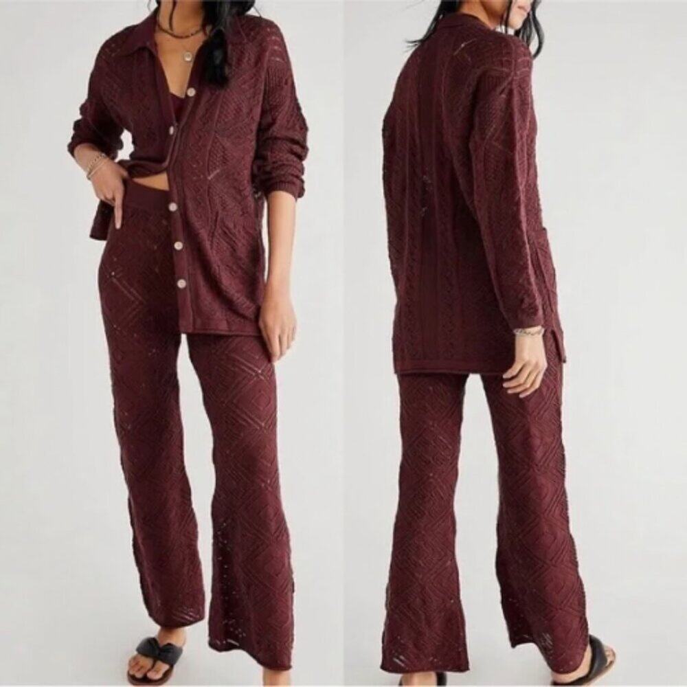 NWT Free People Beach Women's Get Away Fauxchet Set in Rum Raisin Size Small